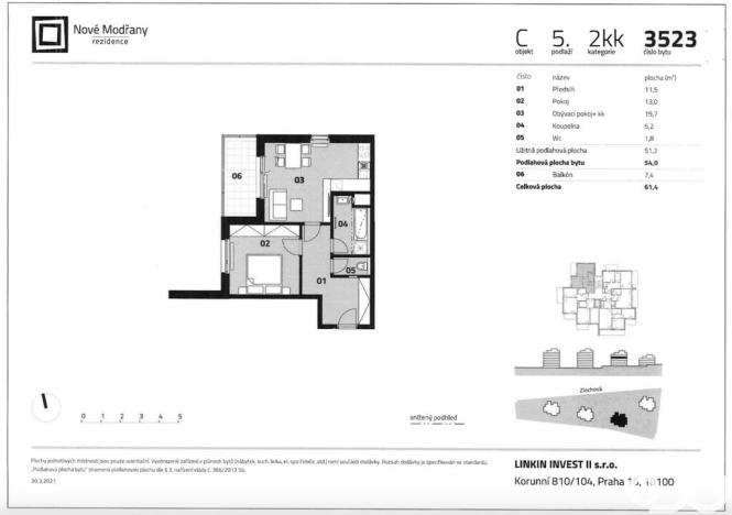 Pronájem bytu 2+kk, Praha, Zlochova, 51 m2