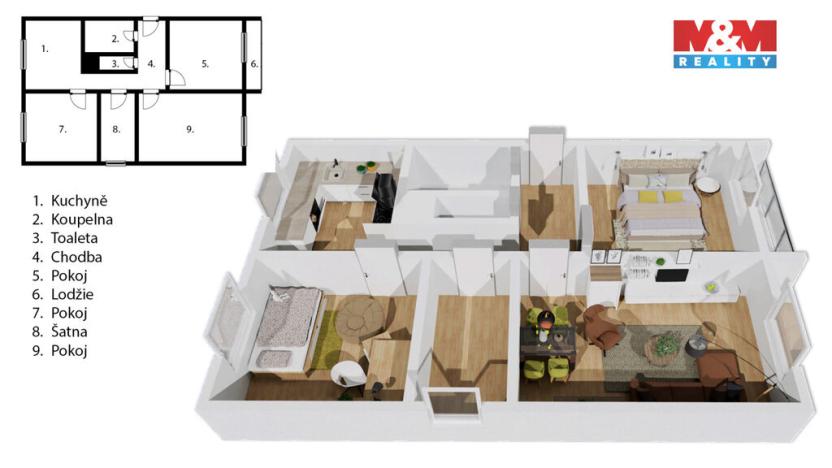 Prodej bytu 4+1, Klášterec nad Ohří, Topolová, 75 m2
