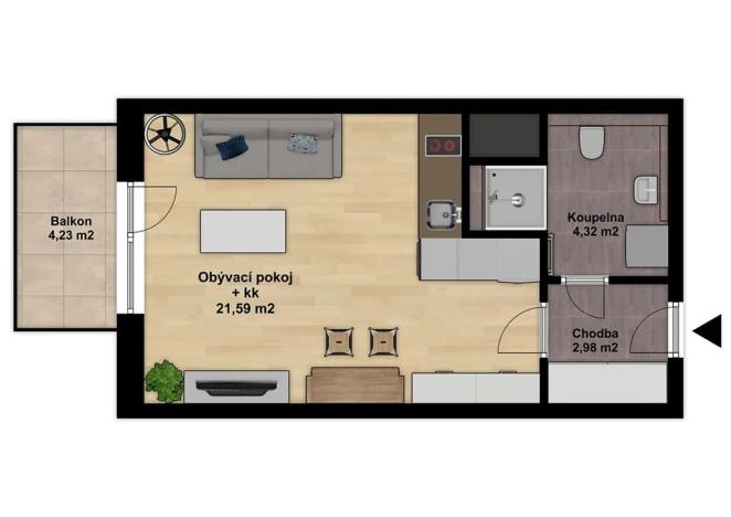 Prodej bytu 1+kk, Praha - Hodkovičky, Šífařská, 29 m2