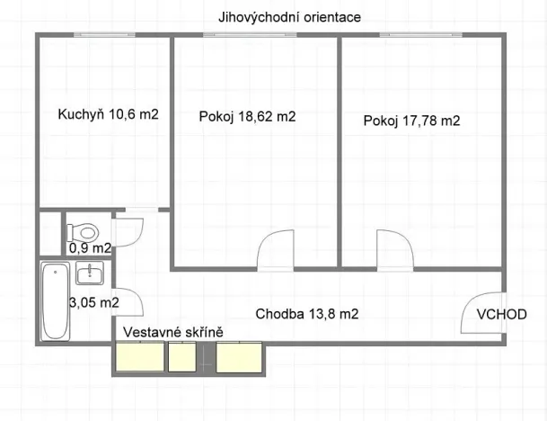 Prodej bytu 2+1, Praha - Strašnice, Na padesátém, 68 m2