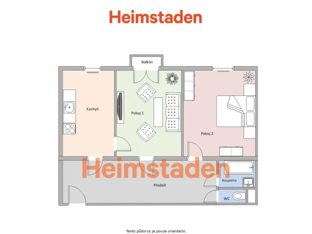 Pronájem bytu 2+1, Ostrava - Poruba, Komenského, 52 m2