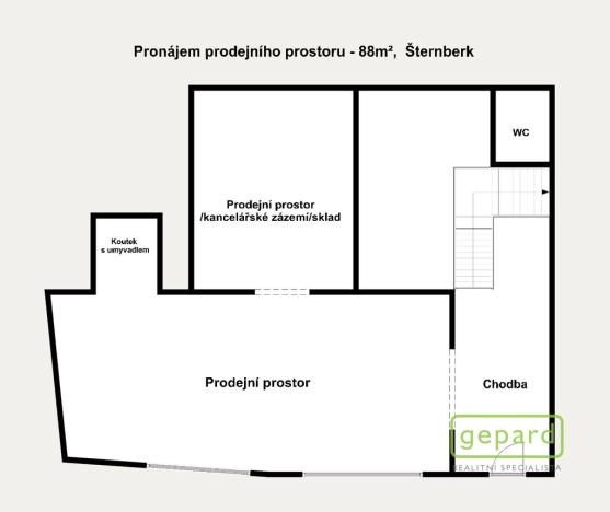 Pronájem obchodního prostoru, Šternberk, ČSA, 88 m2