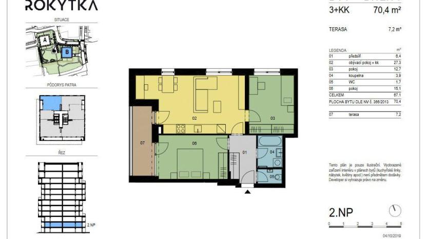 Pronájem bytu 3+kk, Praha - Vysočany, Oktábcových, 70 m2