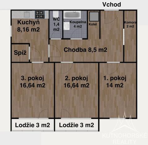 Pronájem bytu 3+1, Čáslav, Čeplova, 72 m2