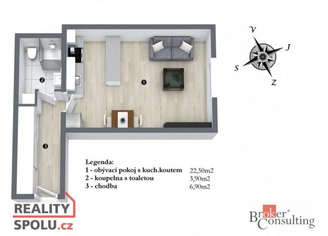 Pronájem bytu 1+kk, Praha - Žižkov, Ondříčkova, 35 m2