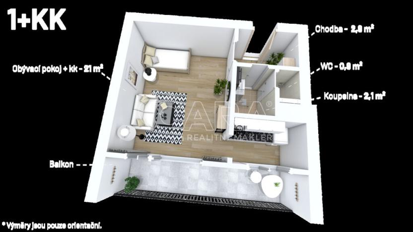 Pronájem bytu 1+kk, Praha - Střížkov, Rumburská, 33 m2