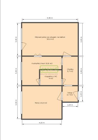 Prodej bytu 2+1, Zliv, Nová, 57 m2