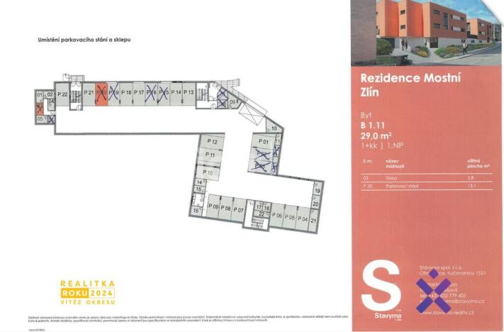 Pronájem bytu 1+kk, Zlín, Mostní, 29 m2