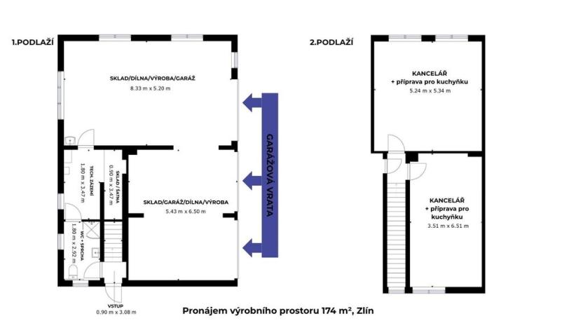 Pronájem skladu, Zlín, U Tescomy, 174 m2