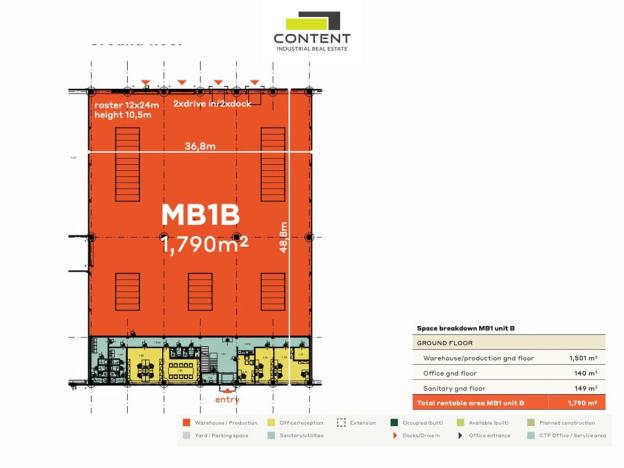 Pronájem výrobních prostor, Mladá Boleslav - Bezděčín, 1790 m2