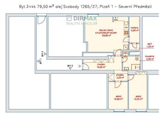 Pronájem bytu 3+kk, Plzeň - Severní Předměstí, alej Svobody, 79 m2