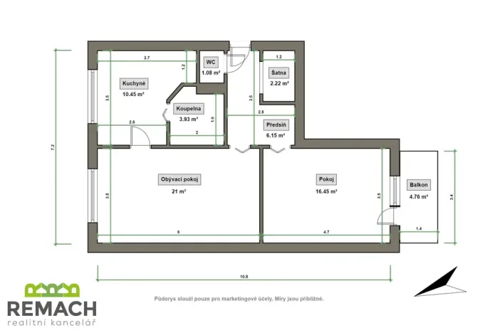 Pronájem bytu 2+1, Uherské Hradiště, Štěpnická, 63 m2