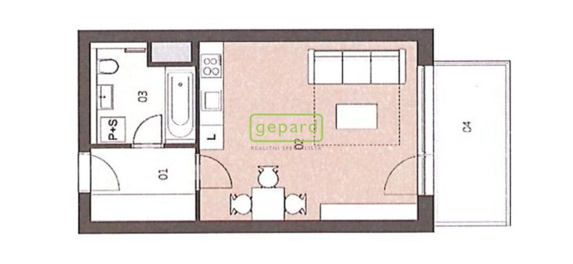 Pronájem bytu 1+kk, Praha, U plynárny, 36 m2