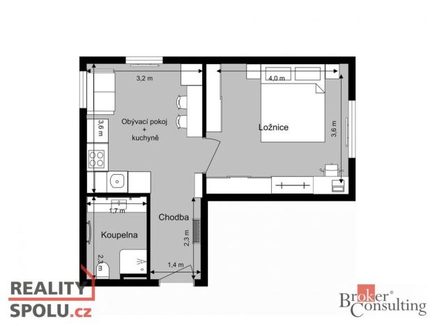 Pronájem bytu 1+1, Vochov, 35 m2