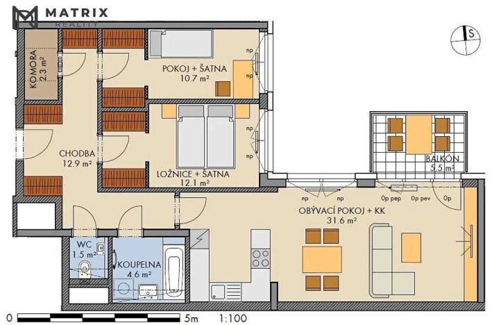 Prodej bytu 3+kk, Praha - Vysočany, Pod Harfou, 80 m2