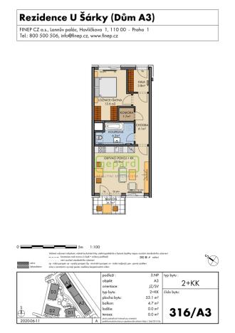 Pronájem bytu 2+kk, Praha, Huppnerova, 53 m2