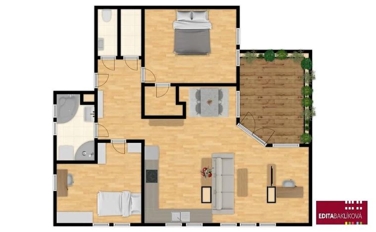 Pronájem bytu 3+kk, Olomouc, Na Tabulovém vrchu, 95 m2