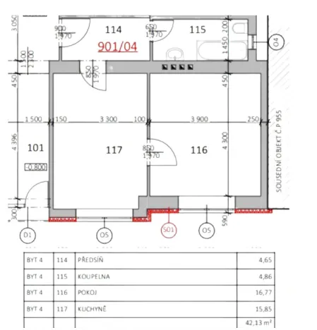 Prodej bytu 2+kk, Náchod, Žižkova, 42 m2