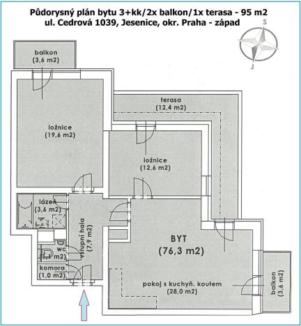 Prodej bytu 3+kk, Jesenice, Cedrová, 95 m2