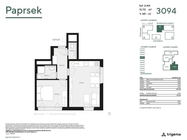 Pronájem bytu 2+kk, Praha - Stodůlky, Hábova, 52 m2