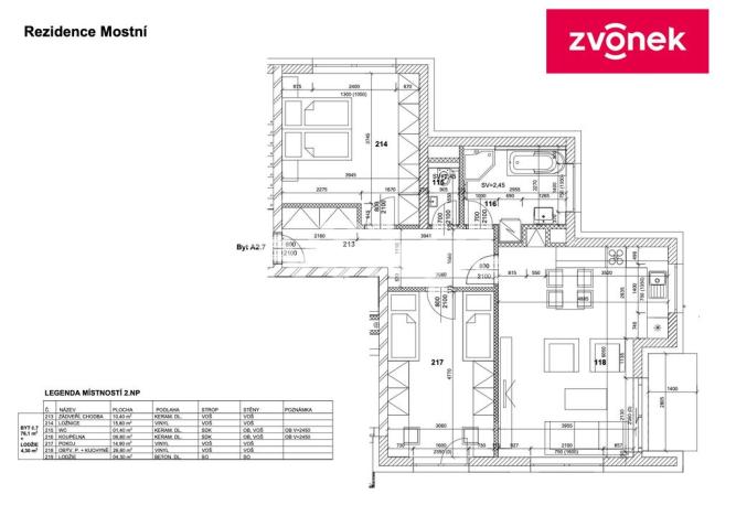 Pronájem bytu 3+kk, Zlín, Mostní, 82 m2