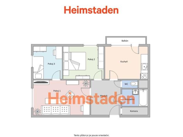 Pronájem bytu 3+1, Orlová - Lutyně, Masarykova třída, 67 m2