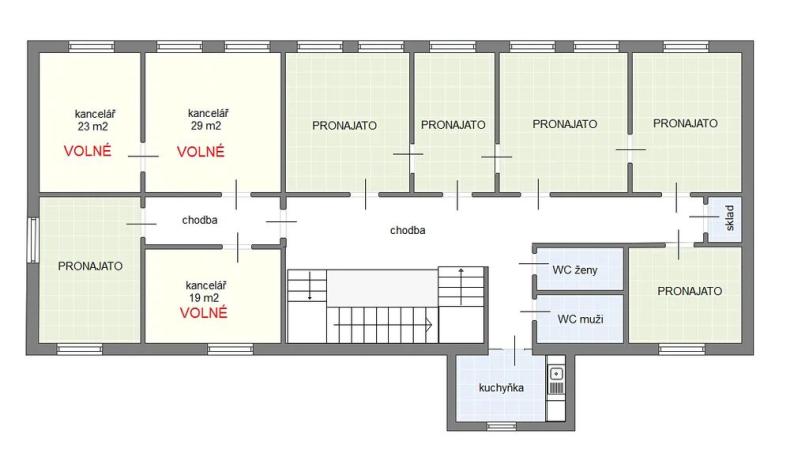 Pronájem kanceláře, Chrudim, Masarykovo náměstí, 52 m2