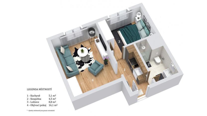 Pronájem bytu 2+kk, Hradec Králové - Nový Hradec Králové, Fričova, 35 m2