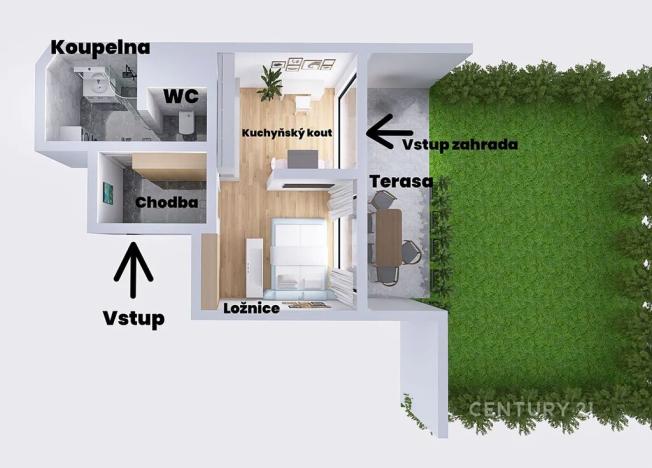 Pronájem bytu 1+kk, Praha - Chodov, Šternovská, 34 m2