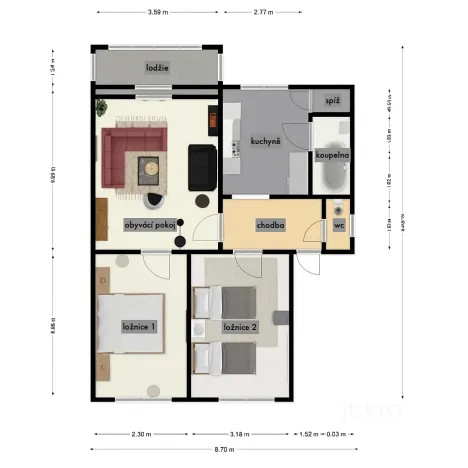 Pronájem bytu 3+1, Olomouc, Smetanova, 72 m2
