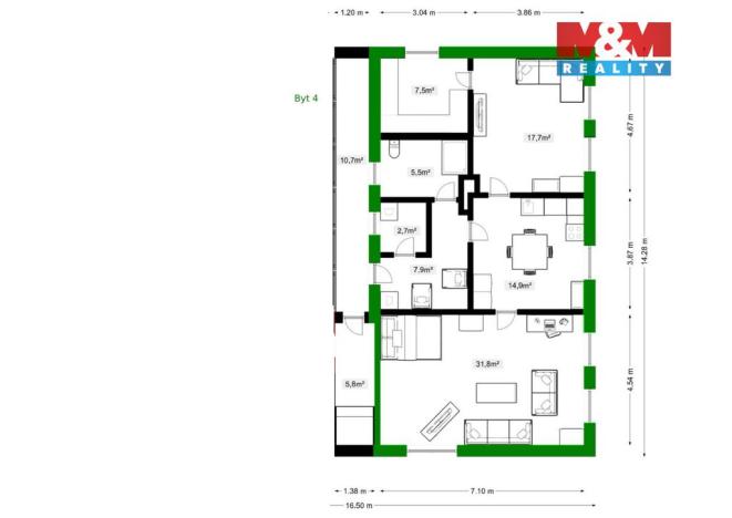Pronájem bytu 3+1, Kladno - Kročehlavy, Vinšova, 88 m2