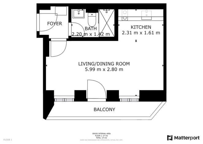 Pronájem bytu 1+kk, Praha - Libeň, Kotlaska, 25 m2