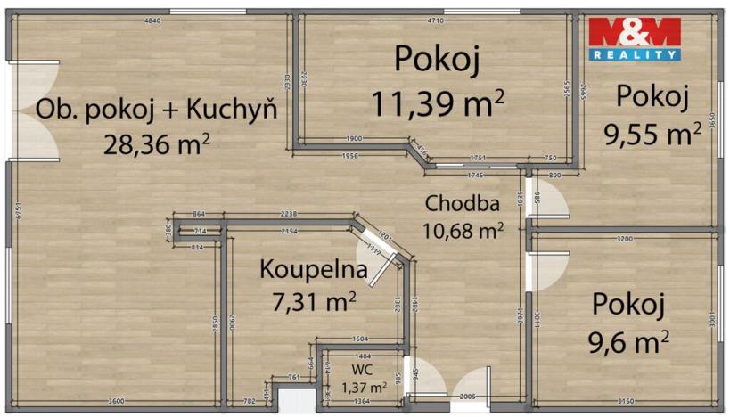Prodej bytu 4+kk, Vochov, 81 m2
