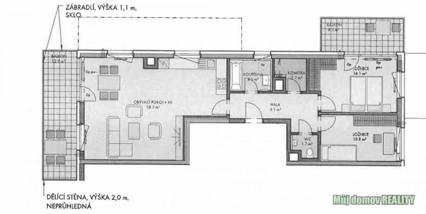 Pronájem bytu 3+kk, Praha - Prosek, Letňanská, 83 m2