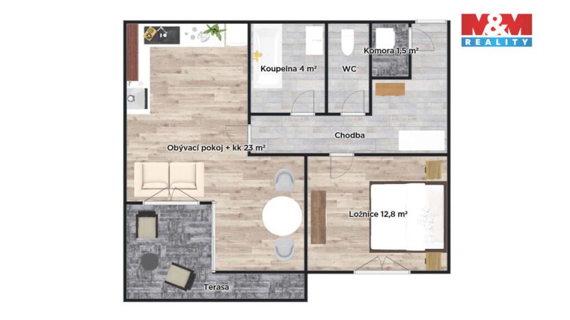 Pronájem bytu 2+kk, Brandýs nad Labem-Stará Boleslav - Brandýs nad Labem, 52 m2