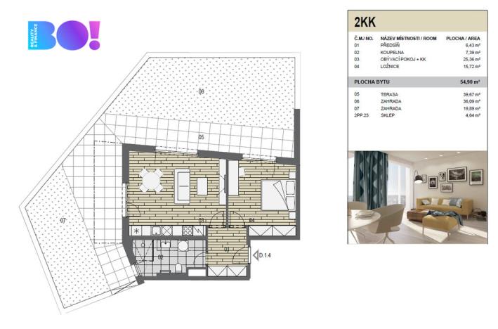 Pronájem bytu 2+kk, Ostrava, F. X. Riepla, 54 m2