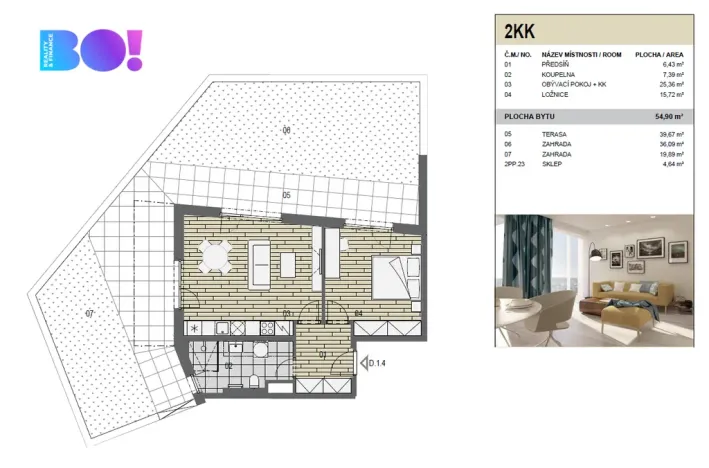 Pronájem bytu 2+kk, Ostrava, F. X. Riepla, 54 m2