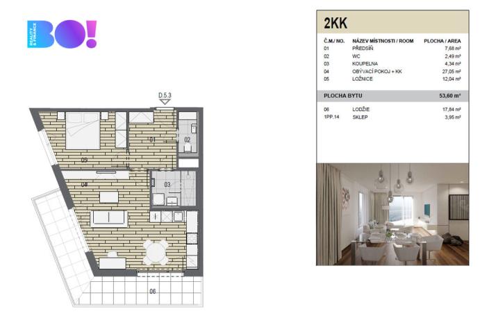 Pronájem bytu 2+kk, Ostrava, F. X. Riepla, 54 m2