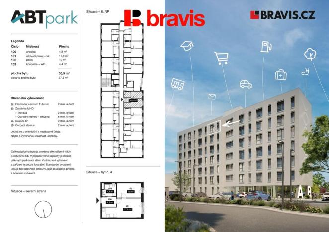 Pronájem bytu 2+kk, Brno - Horní Heršpice, Bohunická, 37 m2