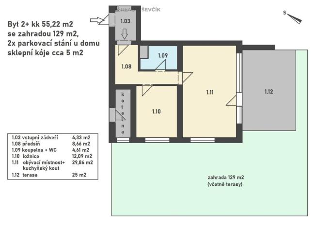 Prodej bytu 2+kk, Hluboká nad Vltavou, Ječná, 55 m2