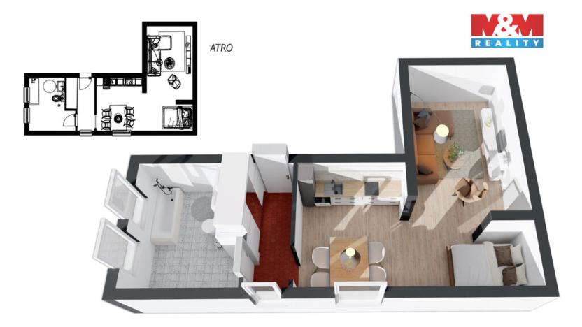 Prodej bytu 1+kk, Kostelec nad Orlicí, Mánesova, 38 m2