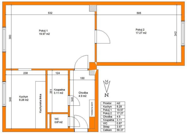 Pronájem bytu 2+1, Pardubice - Zelené Předměstí, Benešovo náměstí, 58 m2
