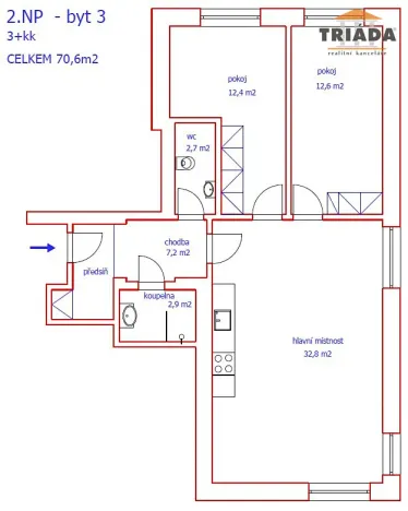 Pronájem bytu 3+kk, Turnov, Fučíkova, 70 m2