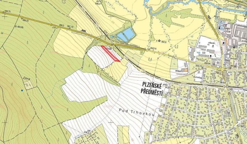 Prodej pole, Rokycany, 4111 m2