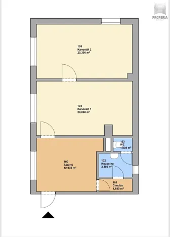 Pronájem kanceláře, Brno, Voroněžská, 59 m2