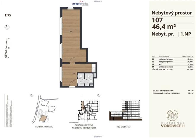 Pronájem komerční nemovitosti, Praha - Vokovice, K Červenému vrchu, 47 m2