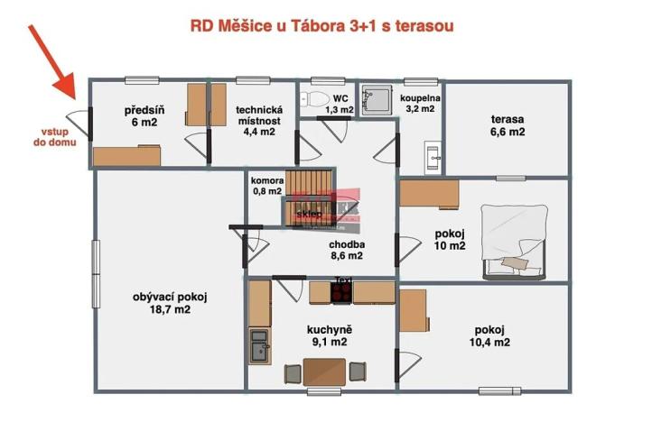 Pronájem rodinného domu, Tábor, Průhon, 79 m2