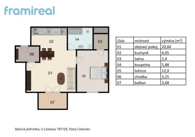 Pronájem bytu 2+kk, Brno - Starý Lískovec, U Leskavy, 49 m2