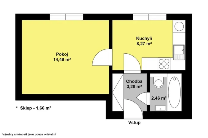Pronájem bytu 1+1, Chvaletice, Obránců míru, 30 m2