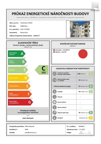Pronájem bytu 2+kk, Brno, Poslušného, 36 m2